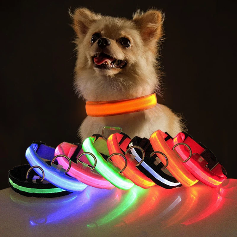 LED Adjustable Dog Collars. Light the Night. Protect Your Pet.