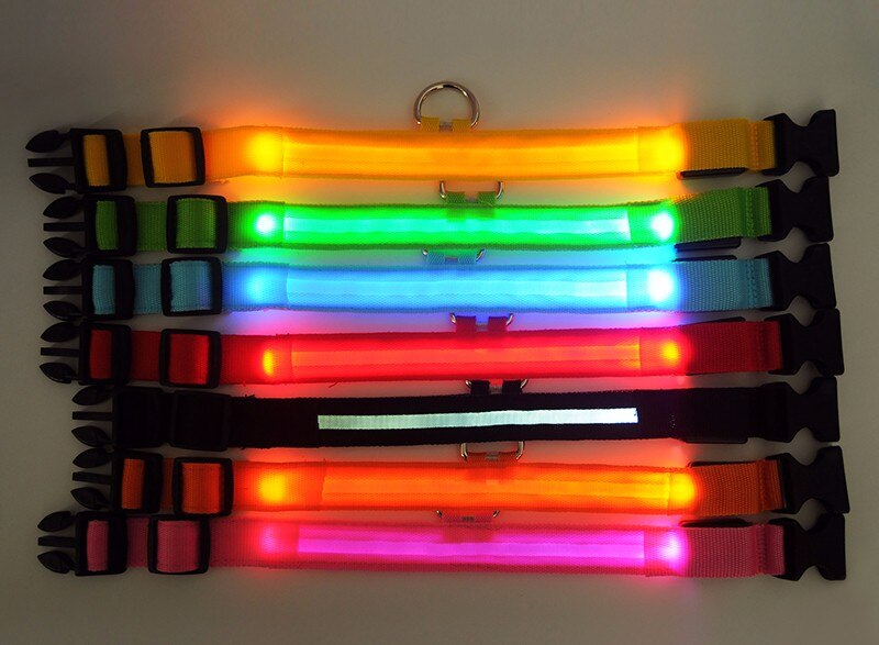 LED Adjustable Dog Collars. Light the Night. Protect Your Pet.