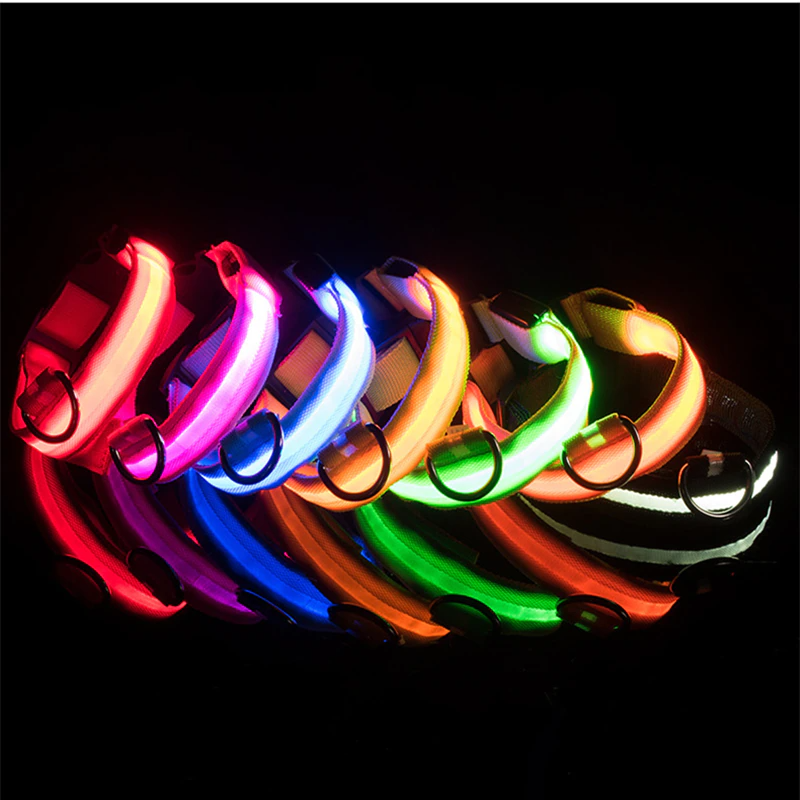LED Adjustable Dog Collars. Light the Night. Protect Your Pet.