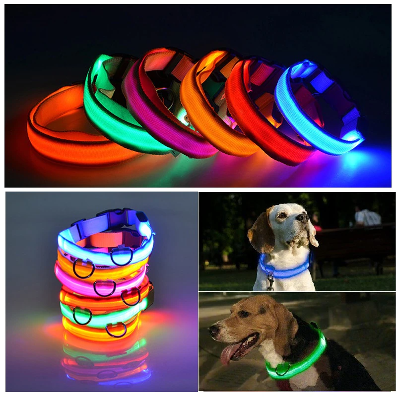 LED Adjustable Dog Collars. Light the Night. Protect Your Pet.